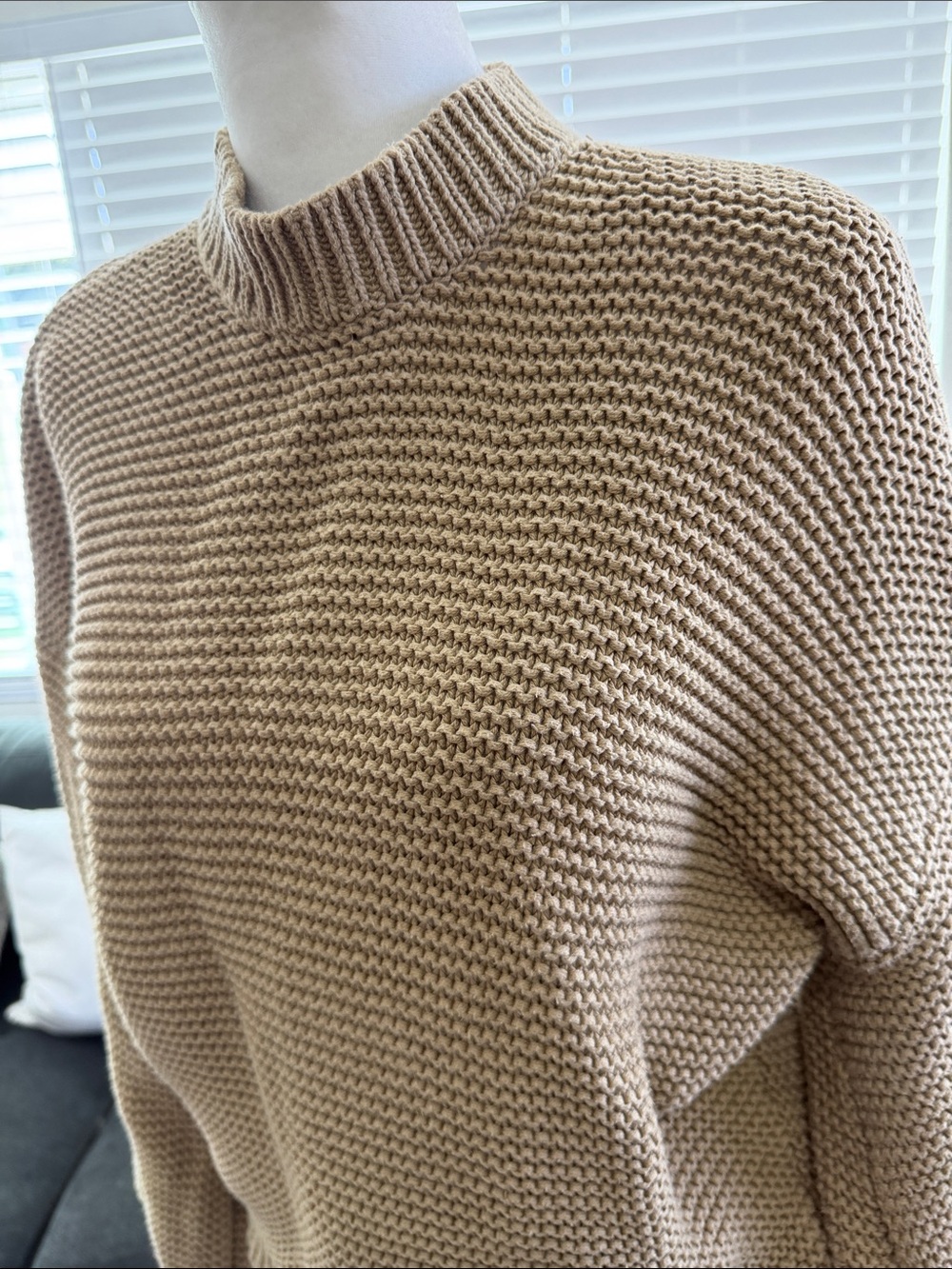 Alex Mill Button-Back Crewneck Sweater — Vintage Khaki Tan - Picture 4 of 13